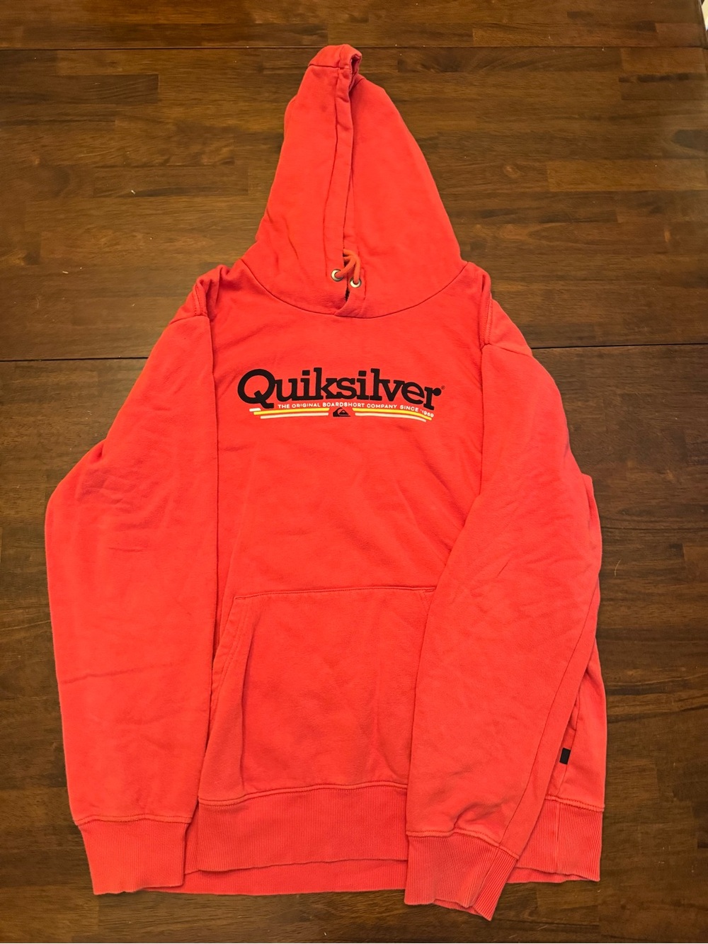 Quiksilver Men's Bright Coral Orange Pullover Hoodie